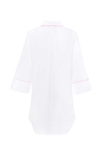 Ally White Cotton Nightshirt - Pink Piping