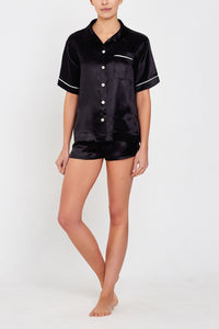 Lulu Short-sleeved Silk Sleep Shirt Black