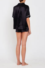 Lulu Short-sleeved Silk Sleep Shirt Black Back
