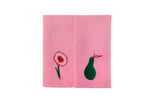Set of 6 Embroidered Pink Linen Napkins