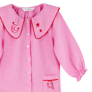 Mini Aubrey Pink Linen Kids Pyjama Set