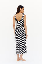 Black Stripe Silk Bias Cut Gia Dress