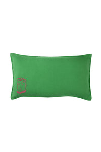 Emile Green Linen Embroidered Cushion Cover