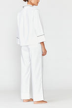 Cleo White Cotton Pyjama Set - Black Piping