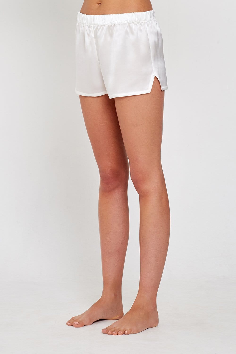 Juno White Luxury Silk Shorts
