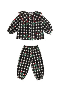 Mini Cleo Black Gingham Cotton Kids Pyjama Set