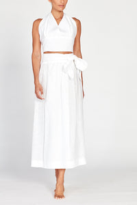 Ondine White Linen Wrap Maxi Skirt