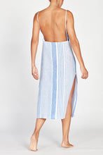 Pomona Linen Dress - Blue/White