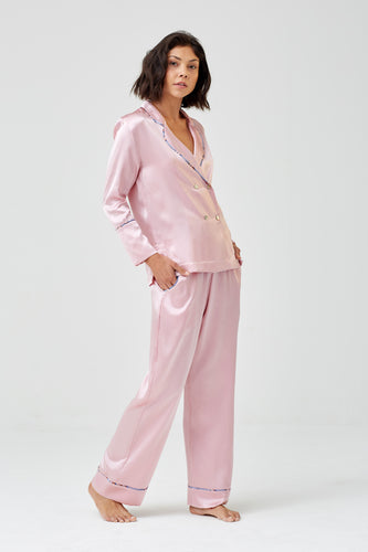 Dietrich Pale Pink Silk Pyjama Shirt
