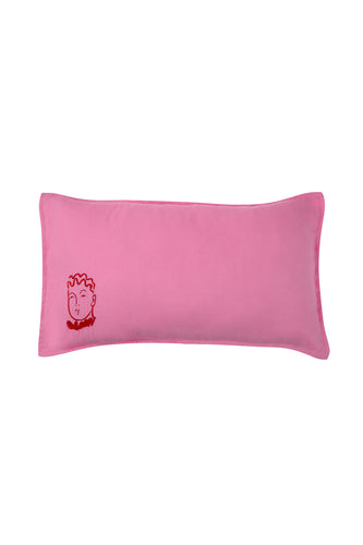 Emile Pink Linen Embroidered Cushion Cover