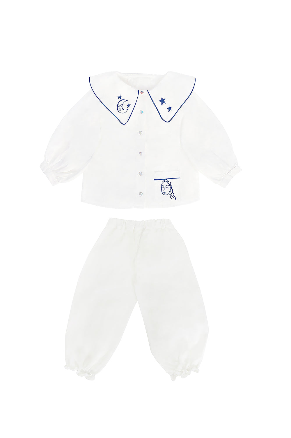 Mini Aubrey White Linen Kids Pyjama Set