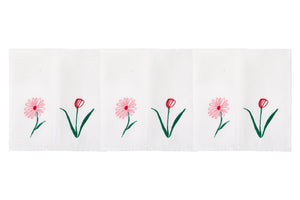 Set of 6 Embroidered White Linen Napkins