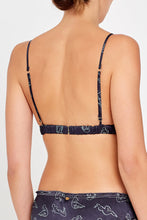Silk and Lace Coquette Bralette Charcoal Print Back