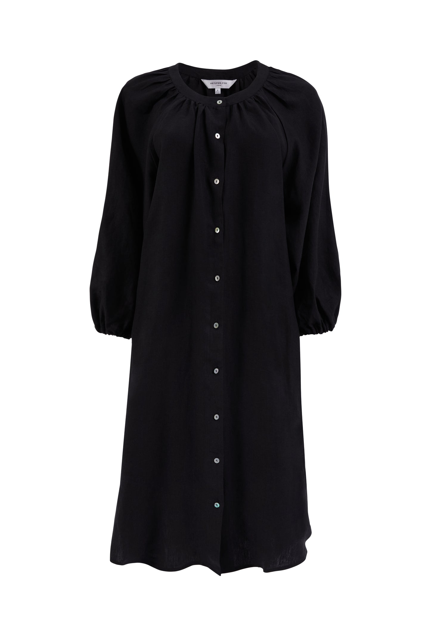 Ophelia Black Linen Shirt Dress