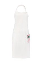 Embroidered White Linen Apron - Jug of Flowers